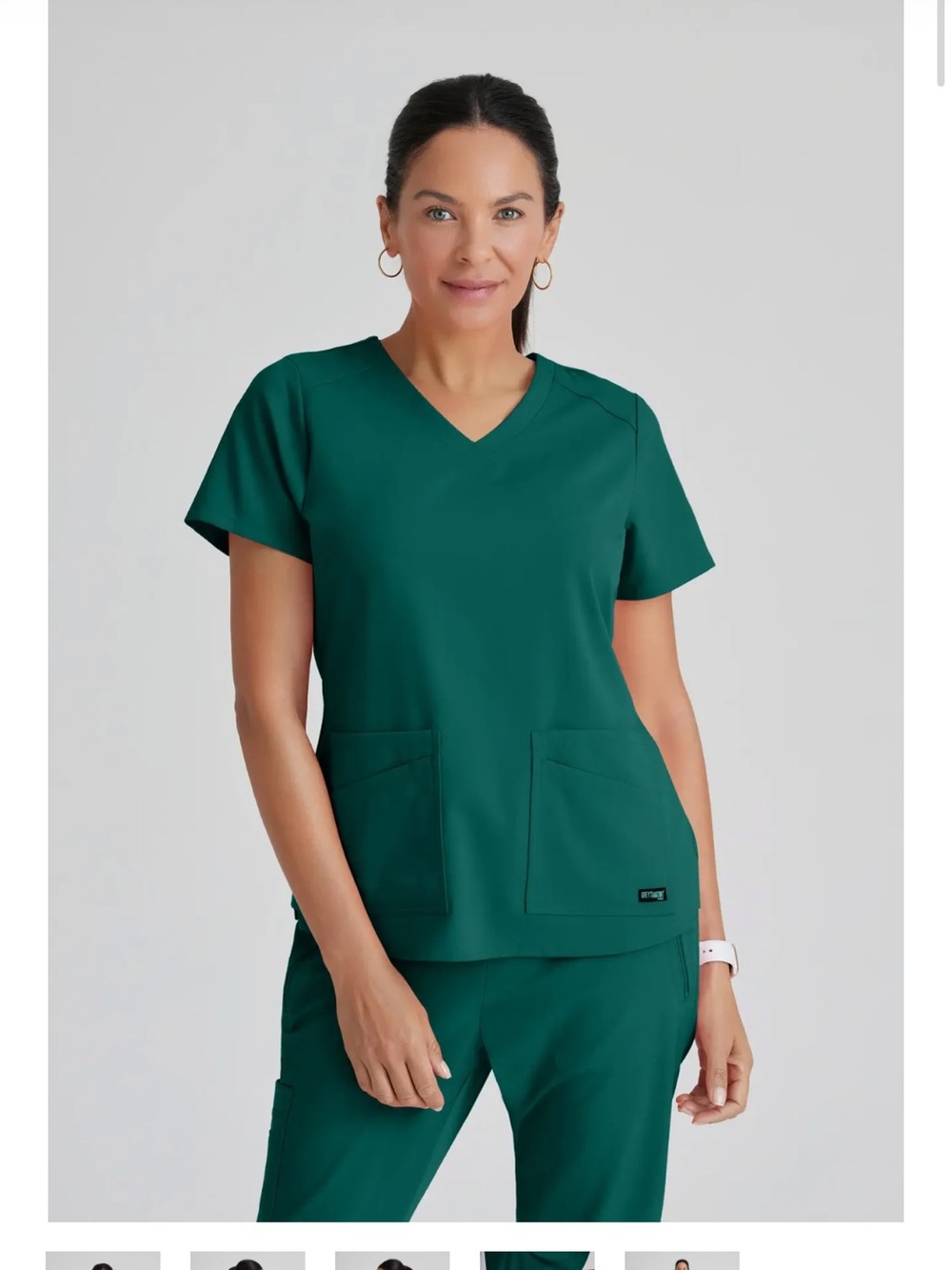 Grey's Anatomy Women's V-Neck Scrub Top & Bottom Hunter Green